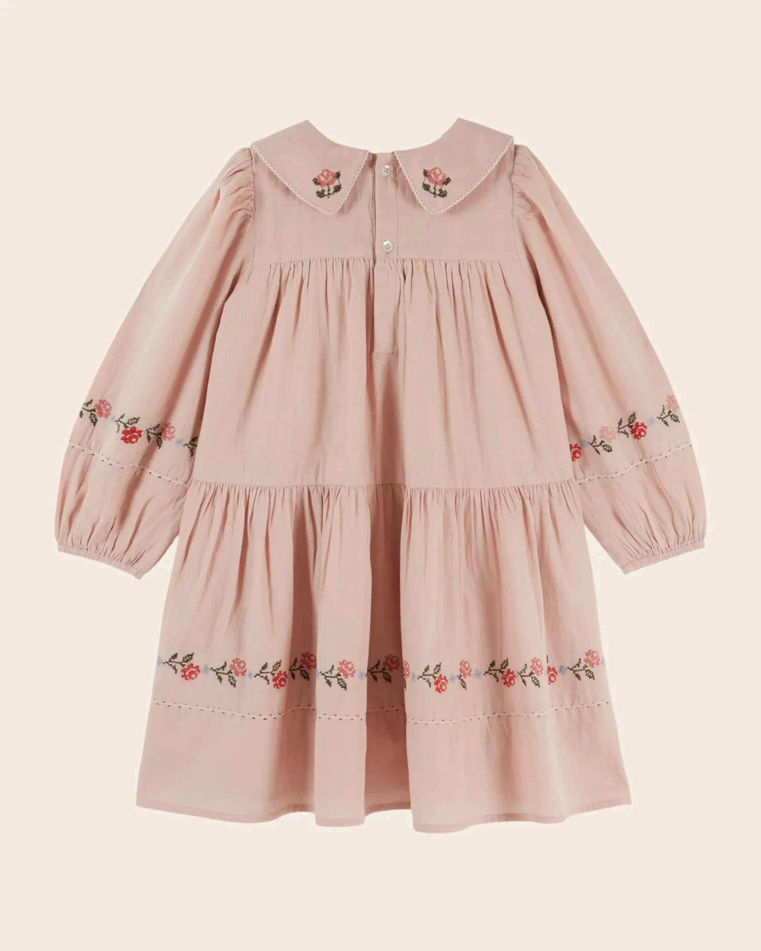 Emile et Ida pigekjole rosa broderi korssting