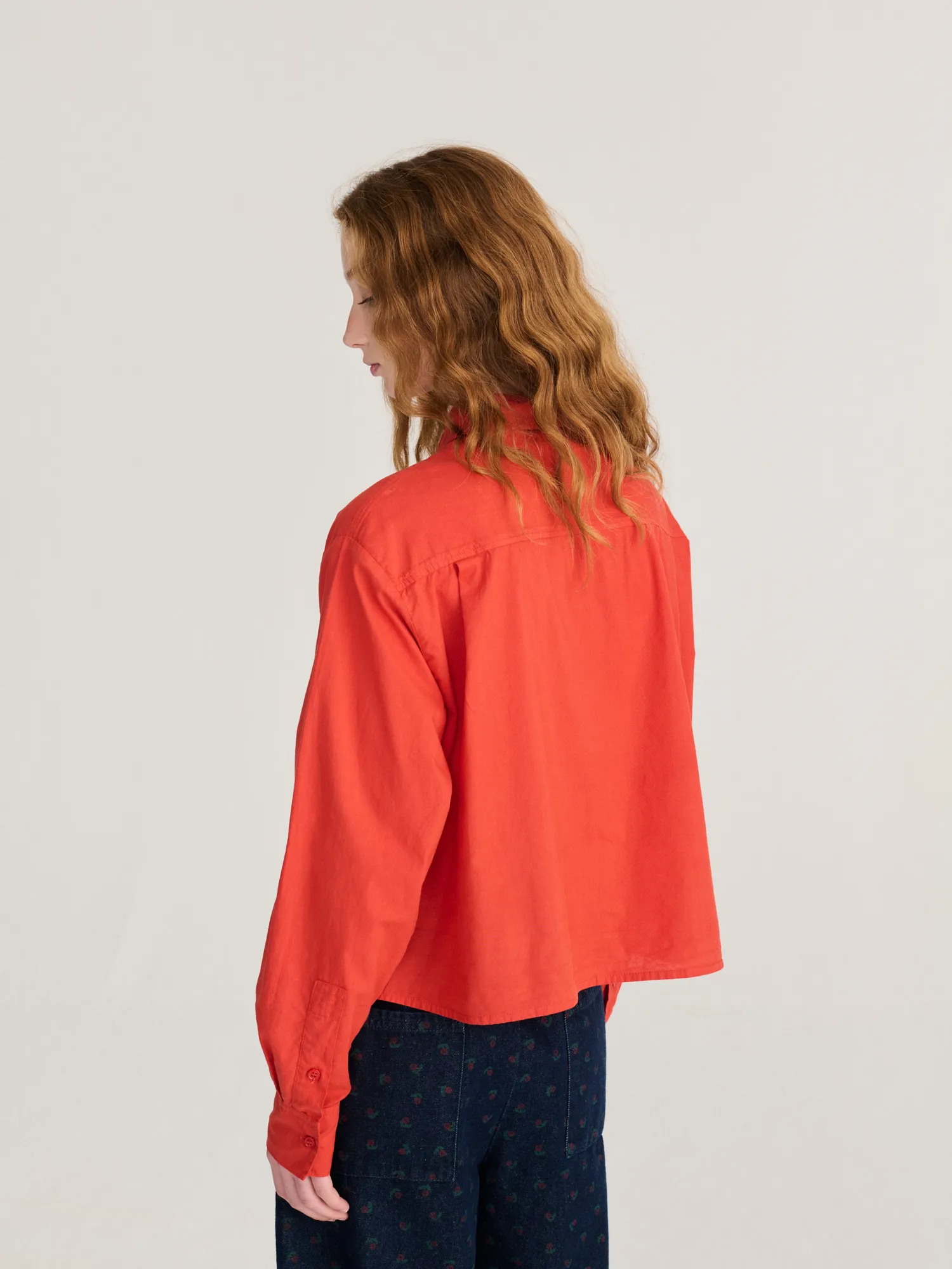 Bobo Choses Vibrant Flower Embroidery Poplin skjorte rød løs