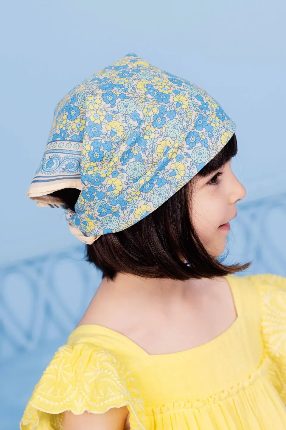 Bonton Fleur Vintage Bleu tørklæde blå bomuld
