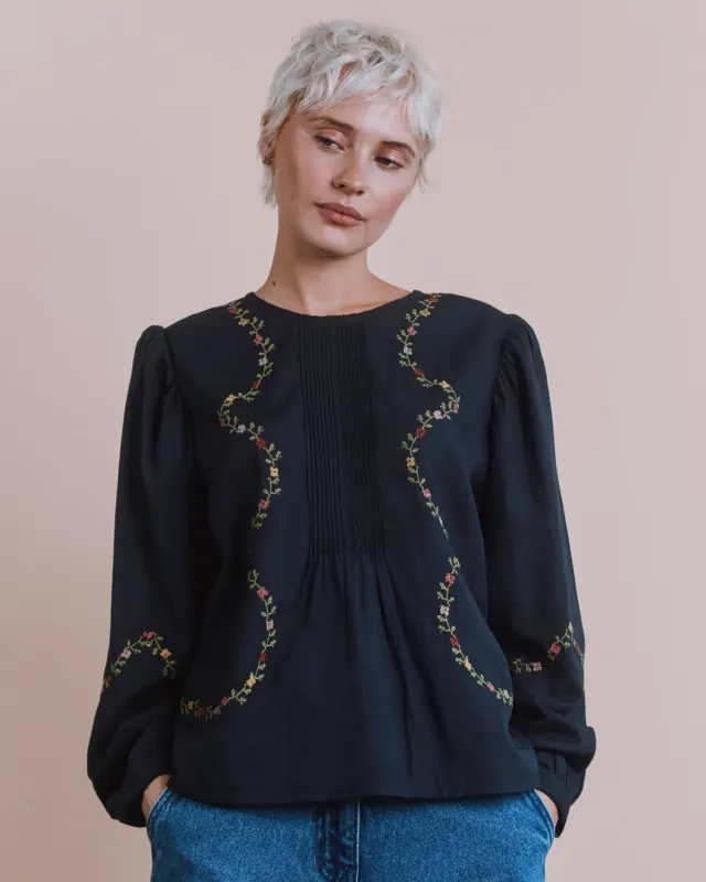 Emile et Ida Estelle bluse sort dame broderet