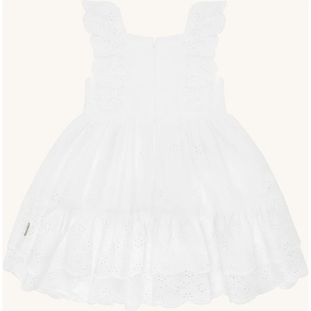 Hust & Claire HCKaroline embroidery kjole White bomuld
