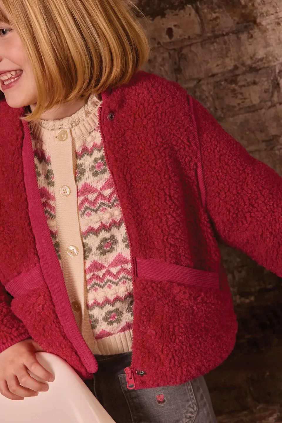 Bonton Peppa Elizabeth jakke sherpa rosa stjernelo