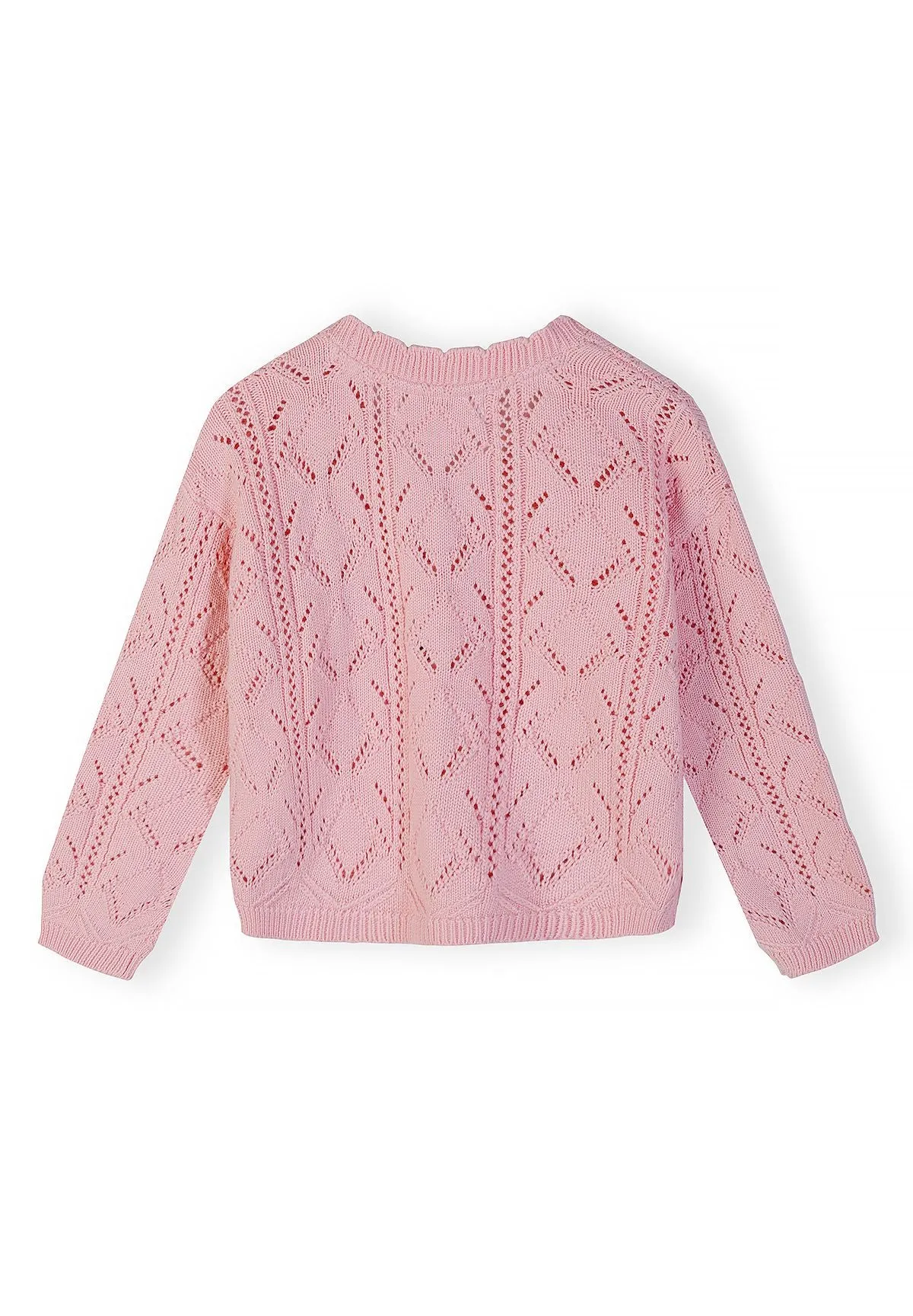 Minoti 44704 strikcardigan lyserød pointelle til piger