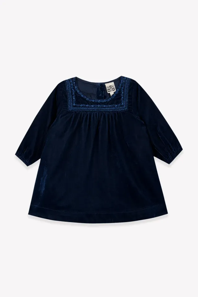 Bonton Pimousse Sailor Blue kjole i fløjl blå