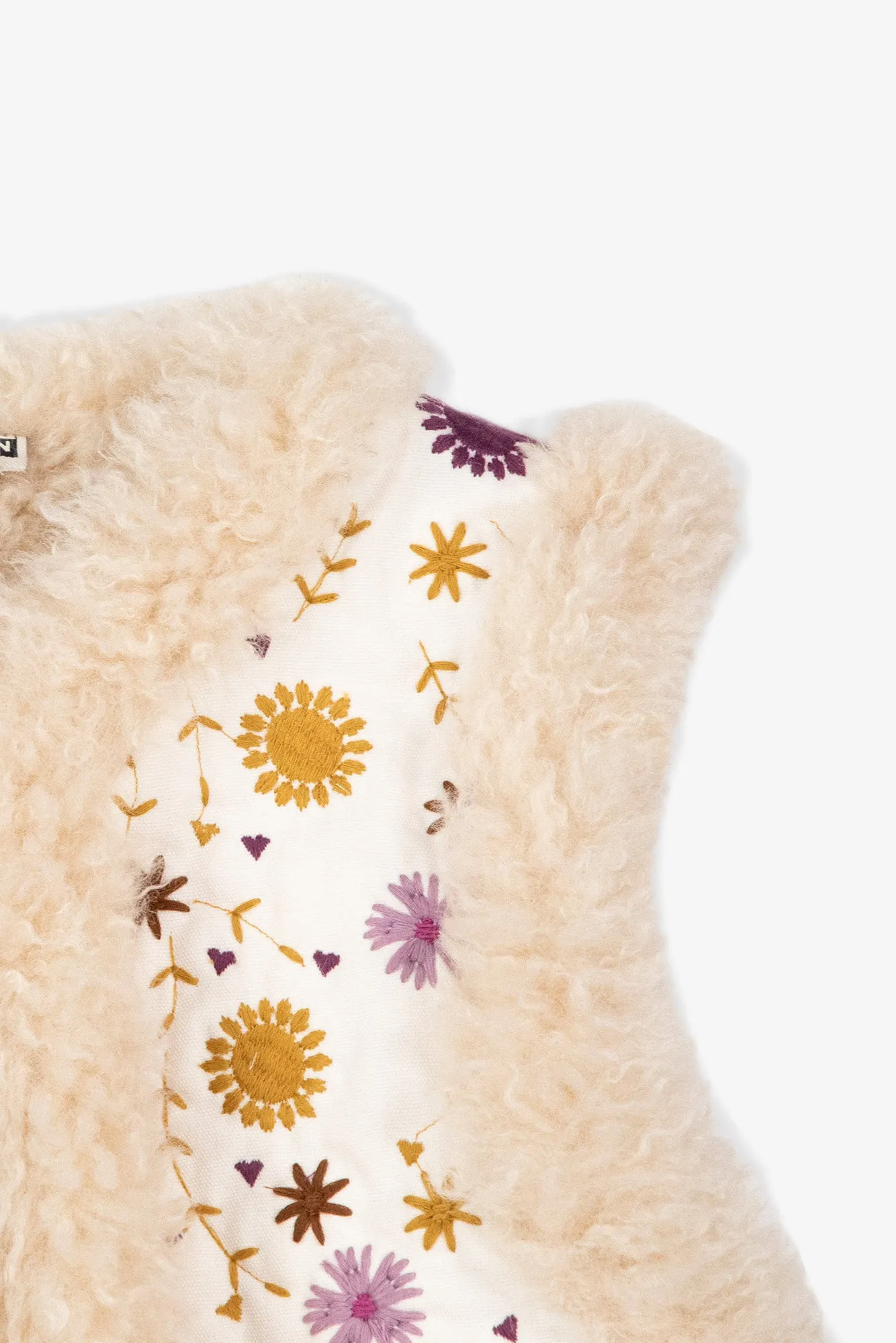 Bonton Maya Milk vest broderet sherpa