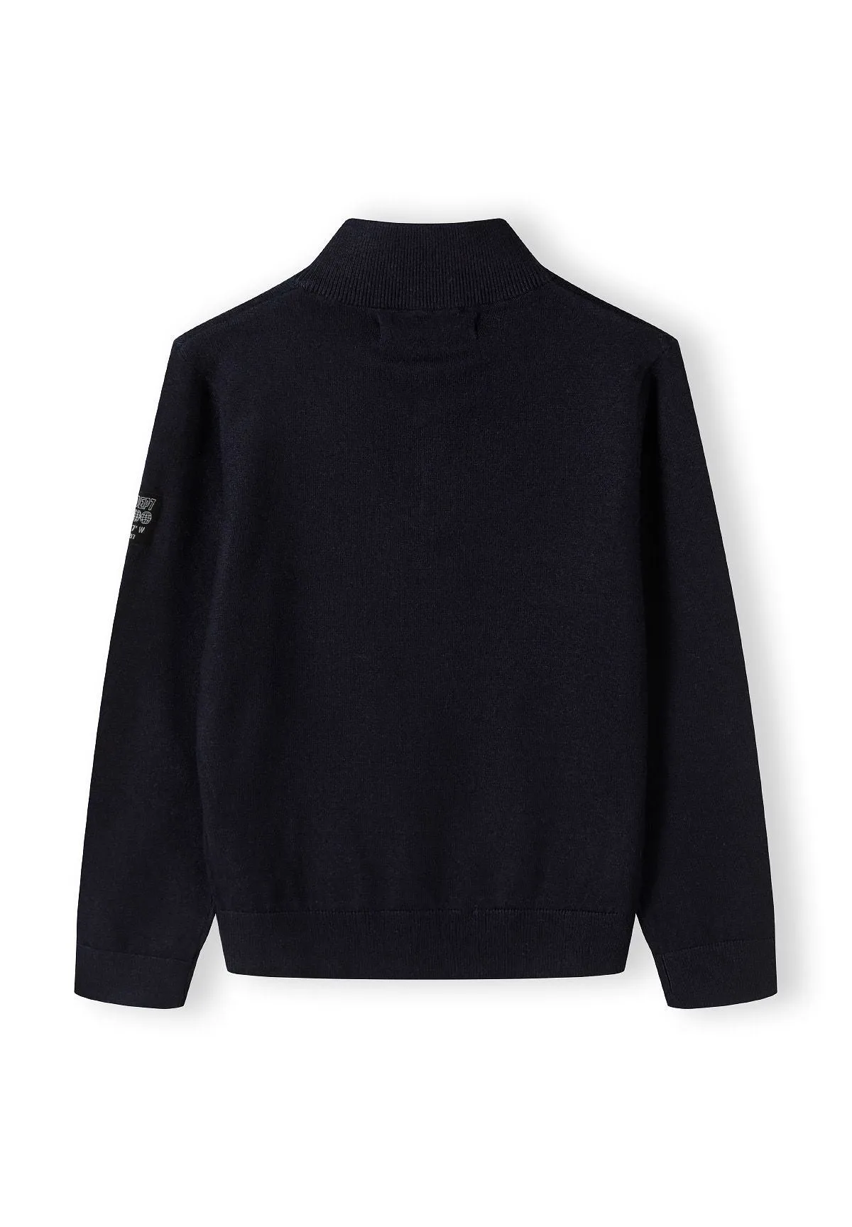 Minoti 43917 strikpullover mørkeblå med lynlås drenge