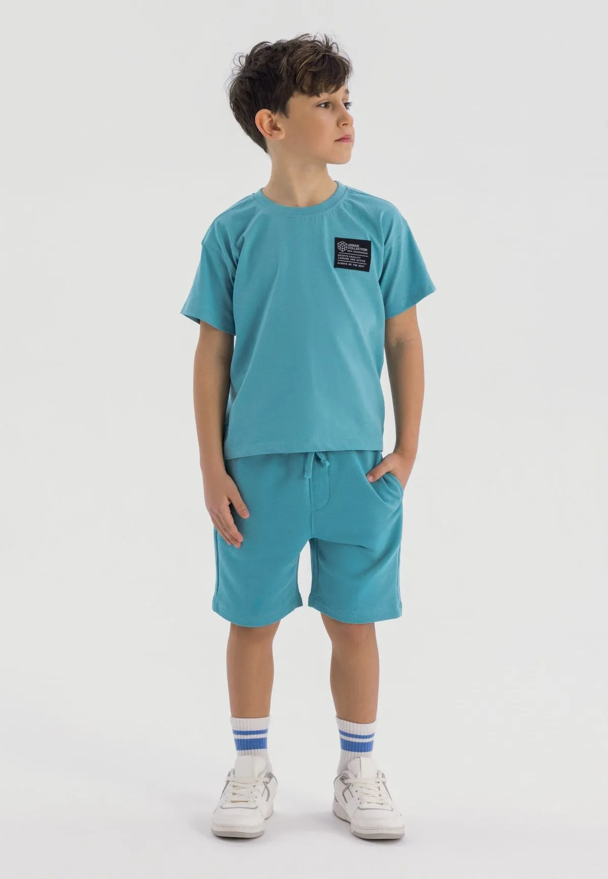Minoti 42598 shorts sæt petrol bomuld str. 104-172