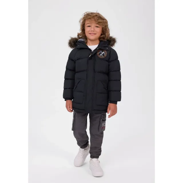 Minoti 45222 parka sort med hætte til drenge