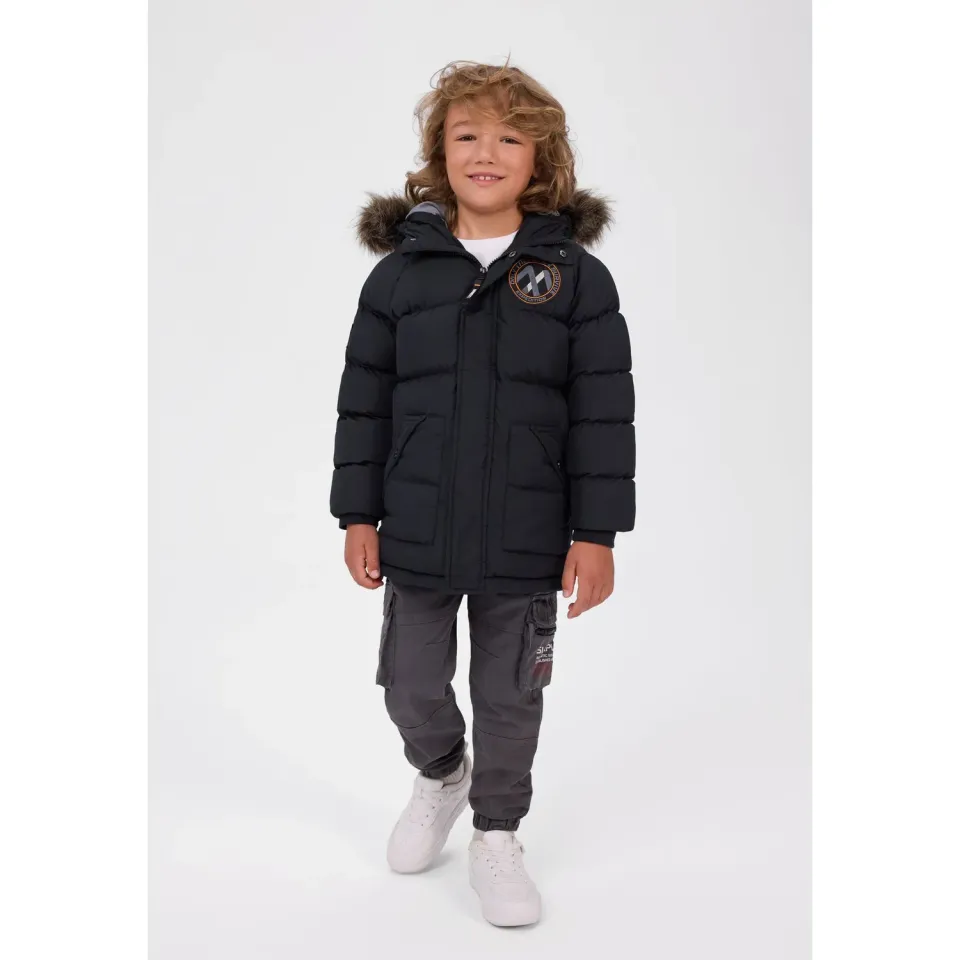 Minoti 45222 parka sort med hætte til drenge