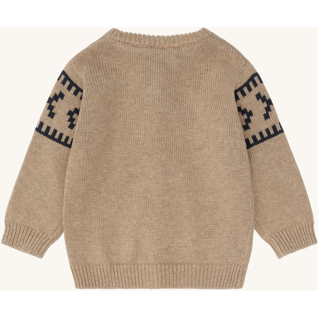 Hust & Claire Charli Knit Jacquard cardigan Biscuit økologisk