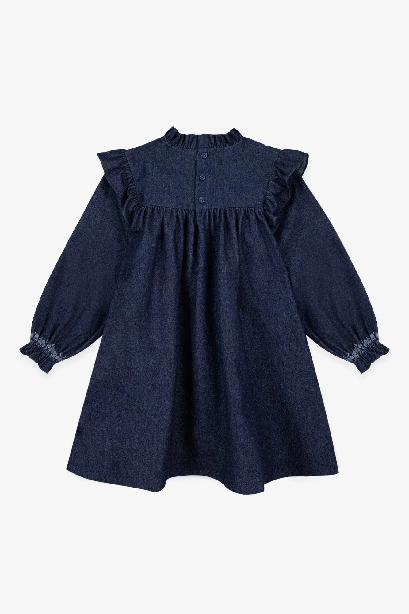 Bonton Babouchka Chambray Coton kjole broderi