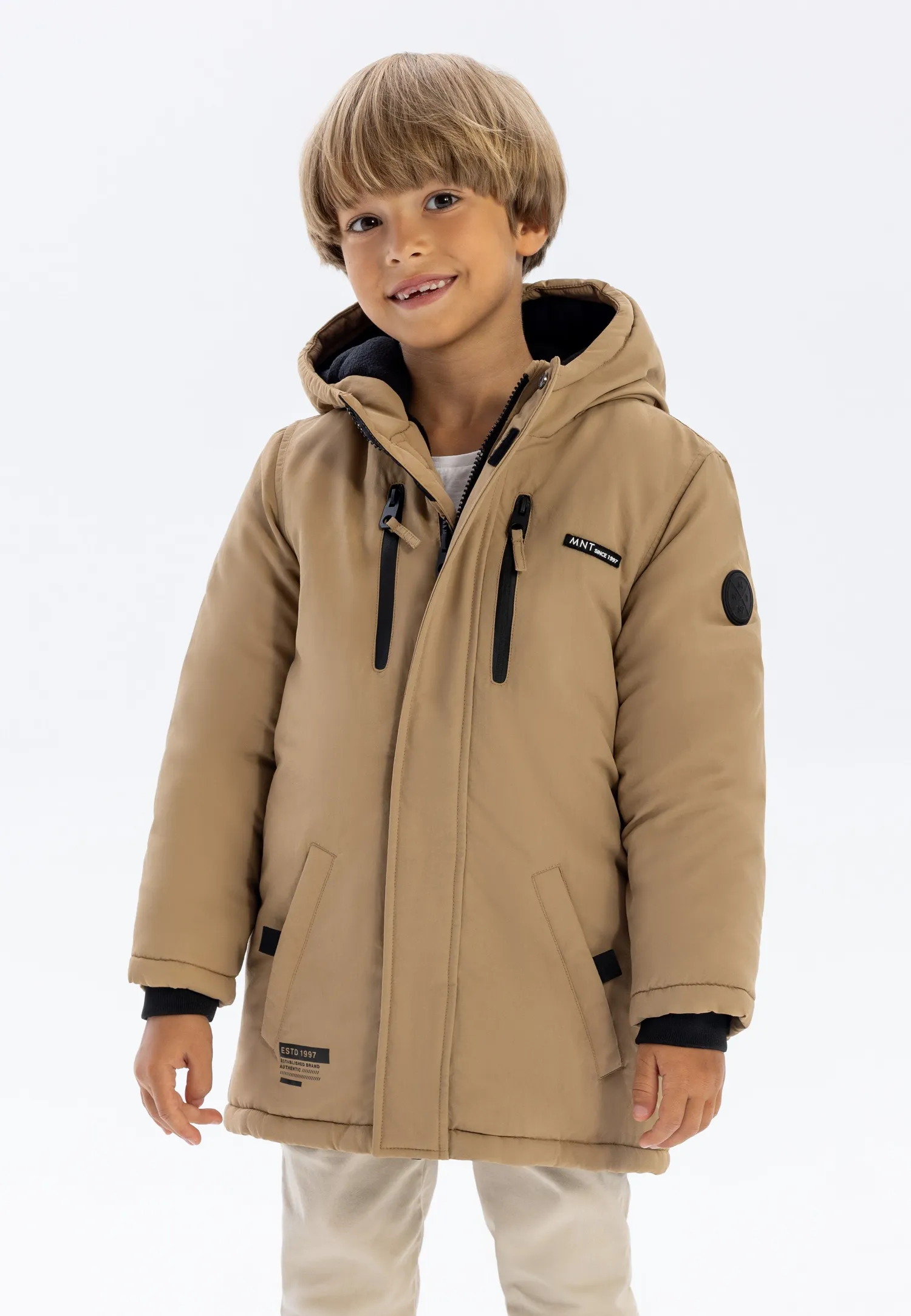 Minoti 41083 parka teddyfutter beige til drenge