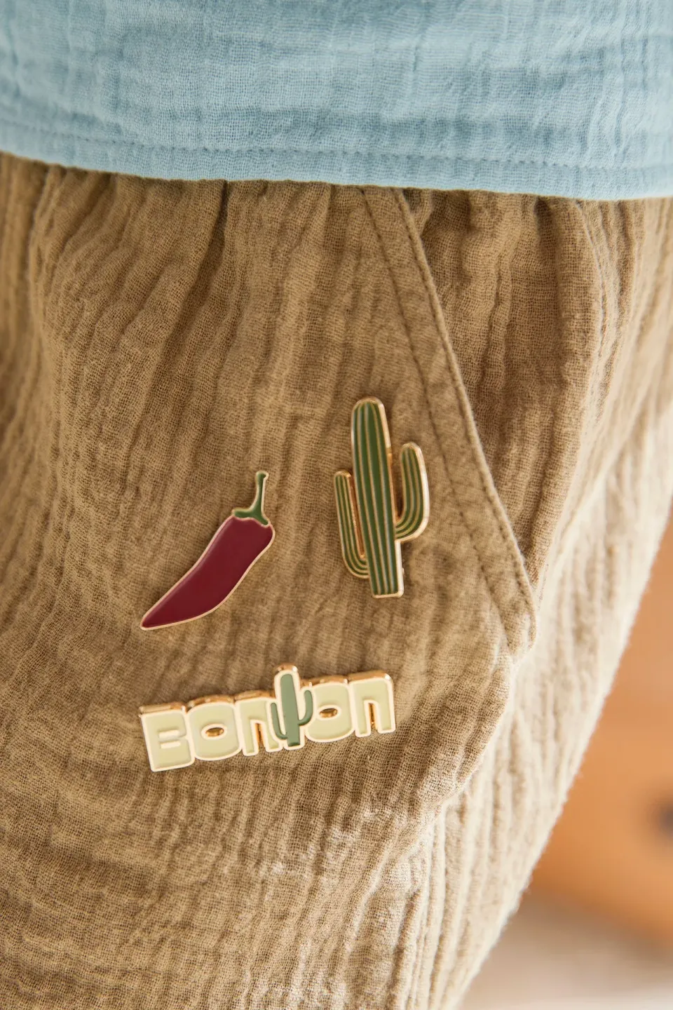 Bonton Cactus pins sæt 3 stk kaki