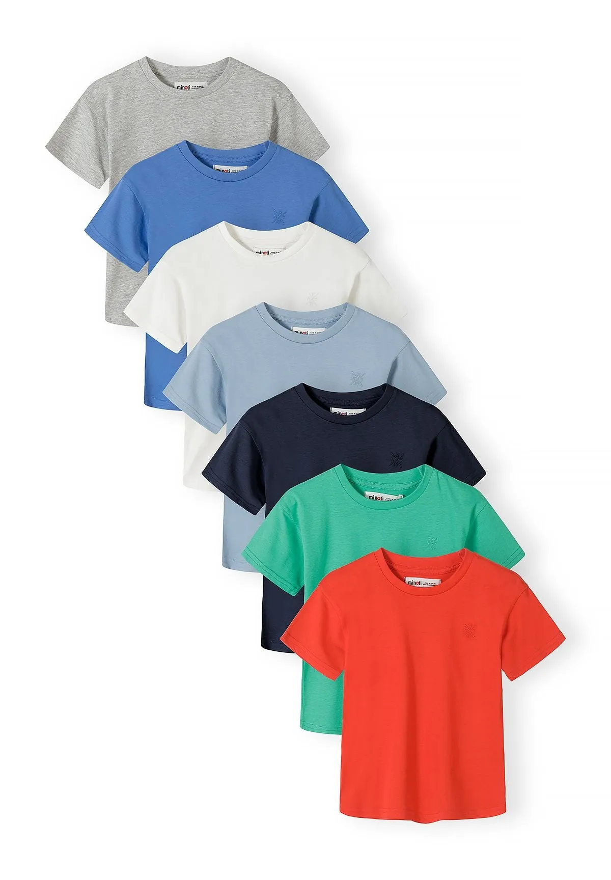 Minoti 44881 t-shirts 7-pak grøn blå til drenge