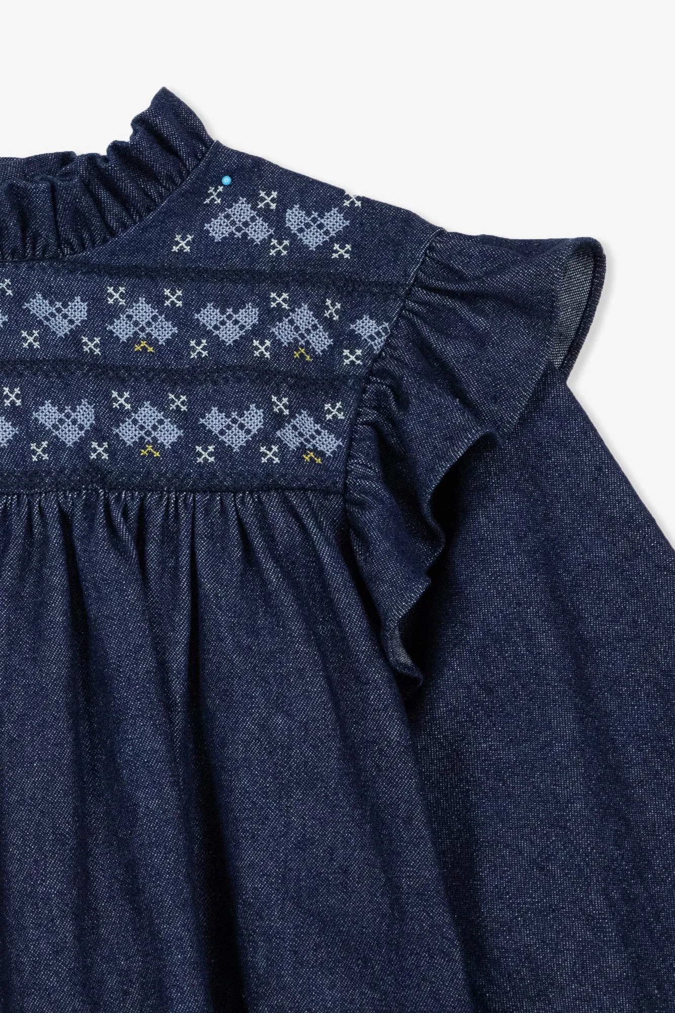 Bonton Babouchka Chambray Coton kjole broderi