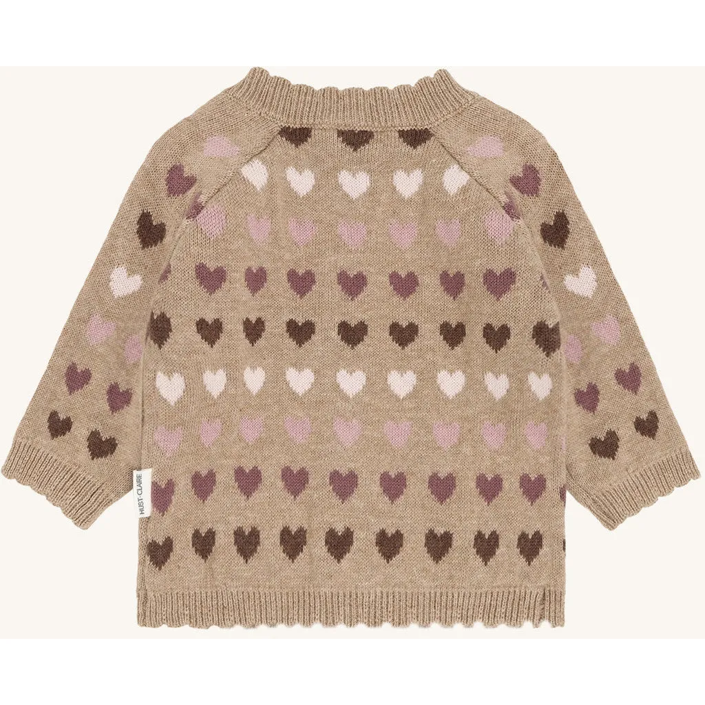 Hust & Claire Call Hearts cardigan biscuit økologisk