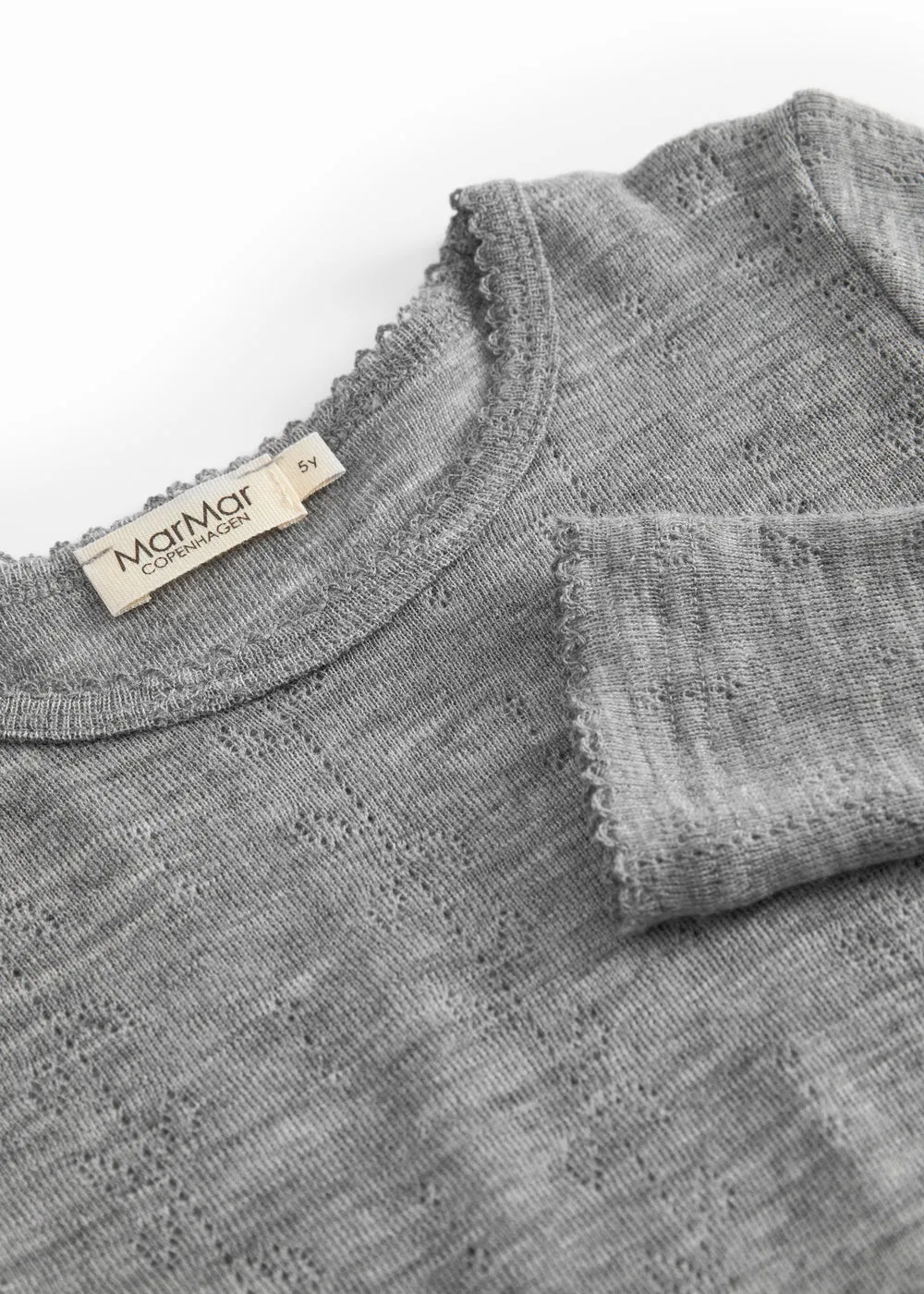 MarMar Tamra uld T-shirt Grey Melange pointelle