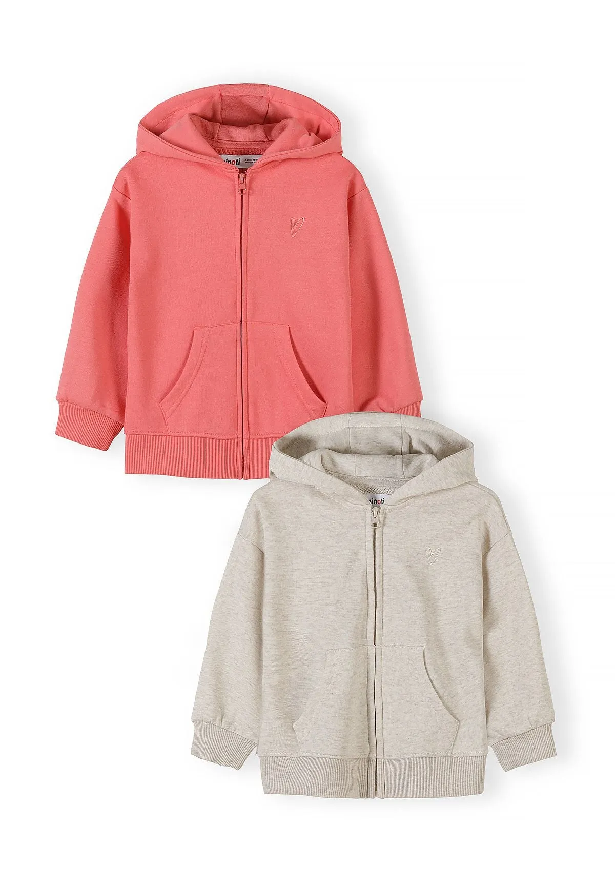 Minoti 44736 zip-hoodie 2-pak koral fløde
