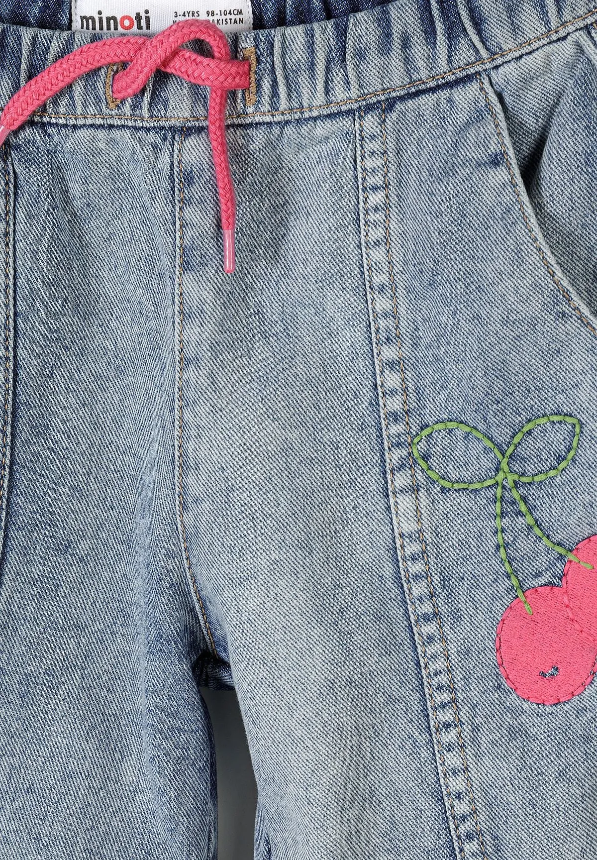 Minoti 44677 jeans piger lyseblå bærbroderi 104