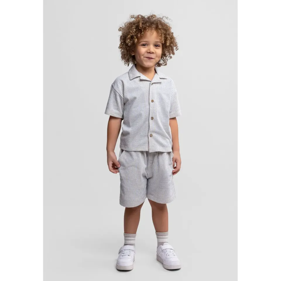Minoti 44701 sæt baby drenge creme skjorte shorts