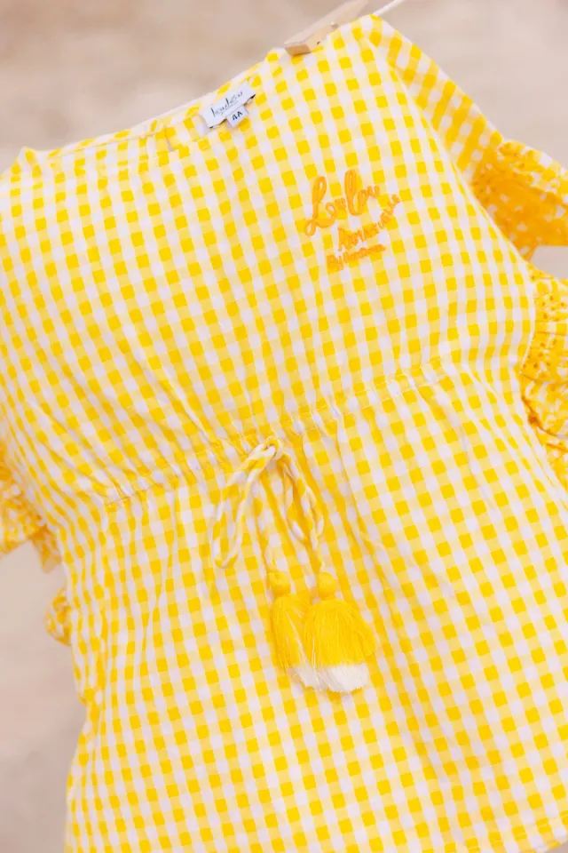 Bonton Loulou Vichy bluse gul ternet bomuld