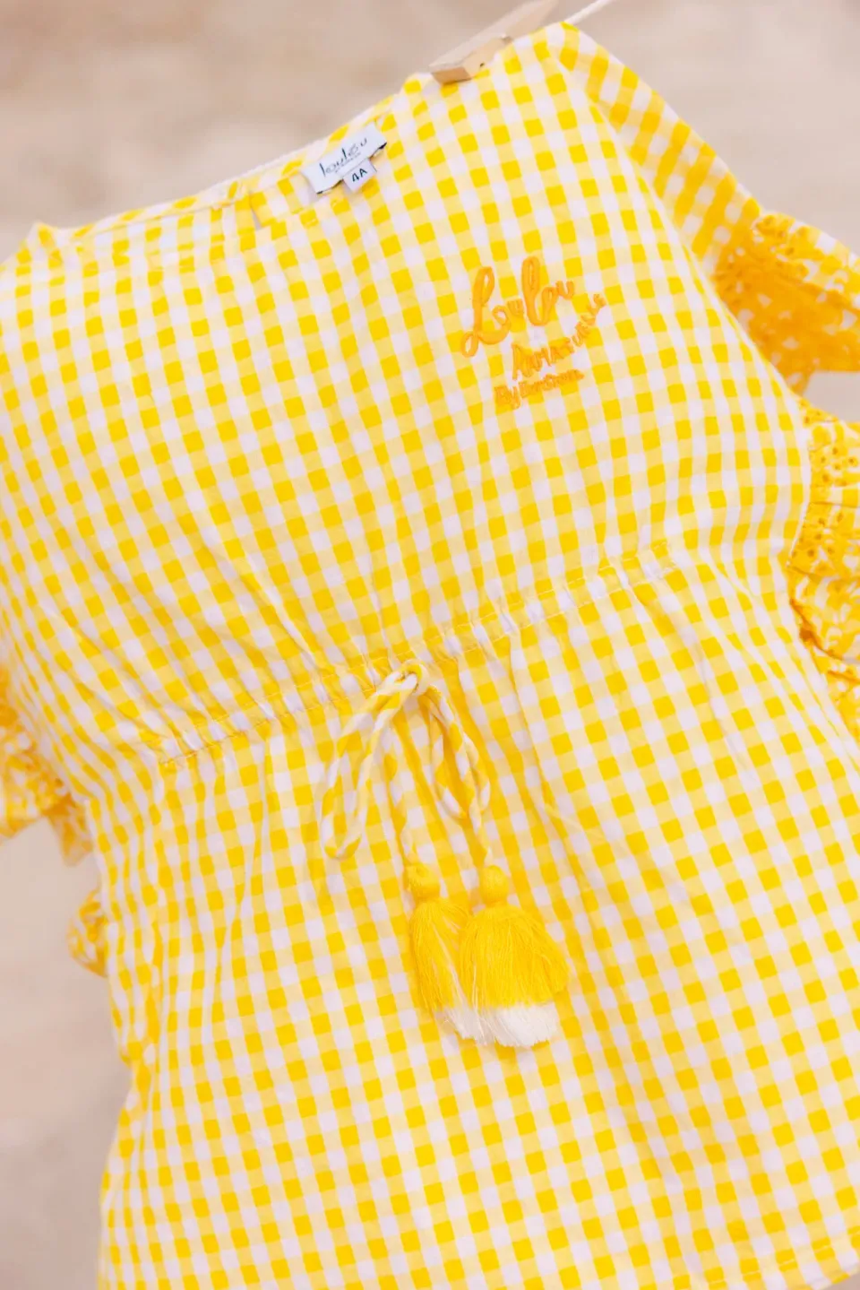 Bonton Loulou Vichy bluse gul ternet bomuld