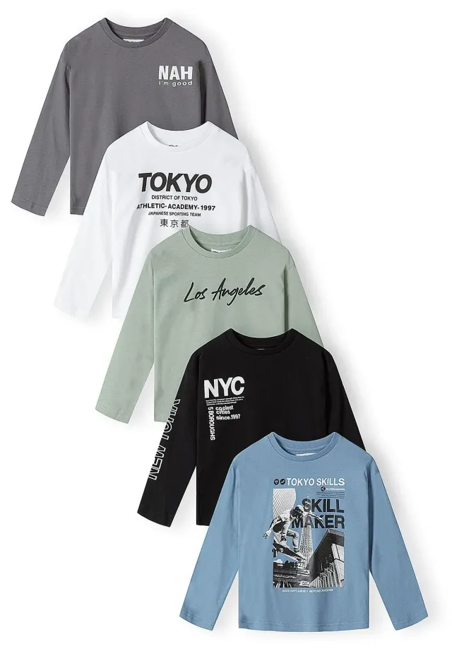 Minoti 45603 langærmet t-shirt skate 5-pak drenge