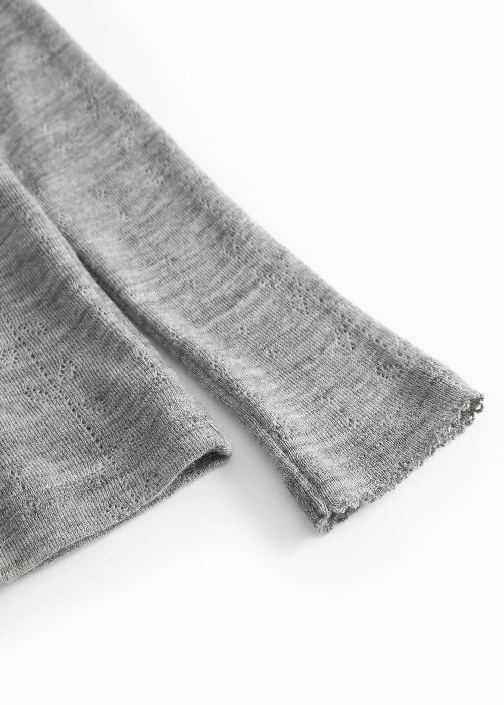 MarMar Tamra uld T-shirt Grey Melange pointelle