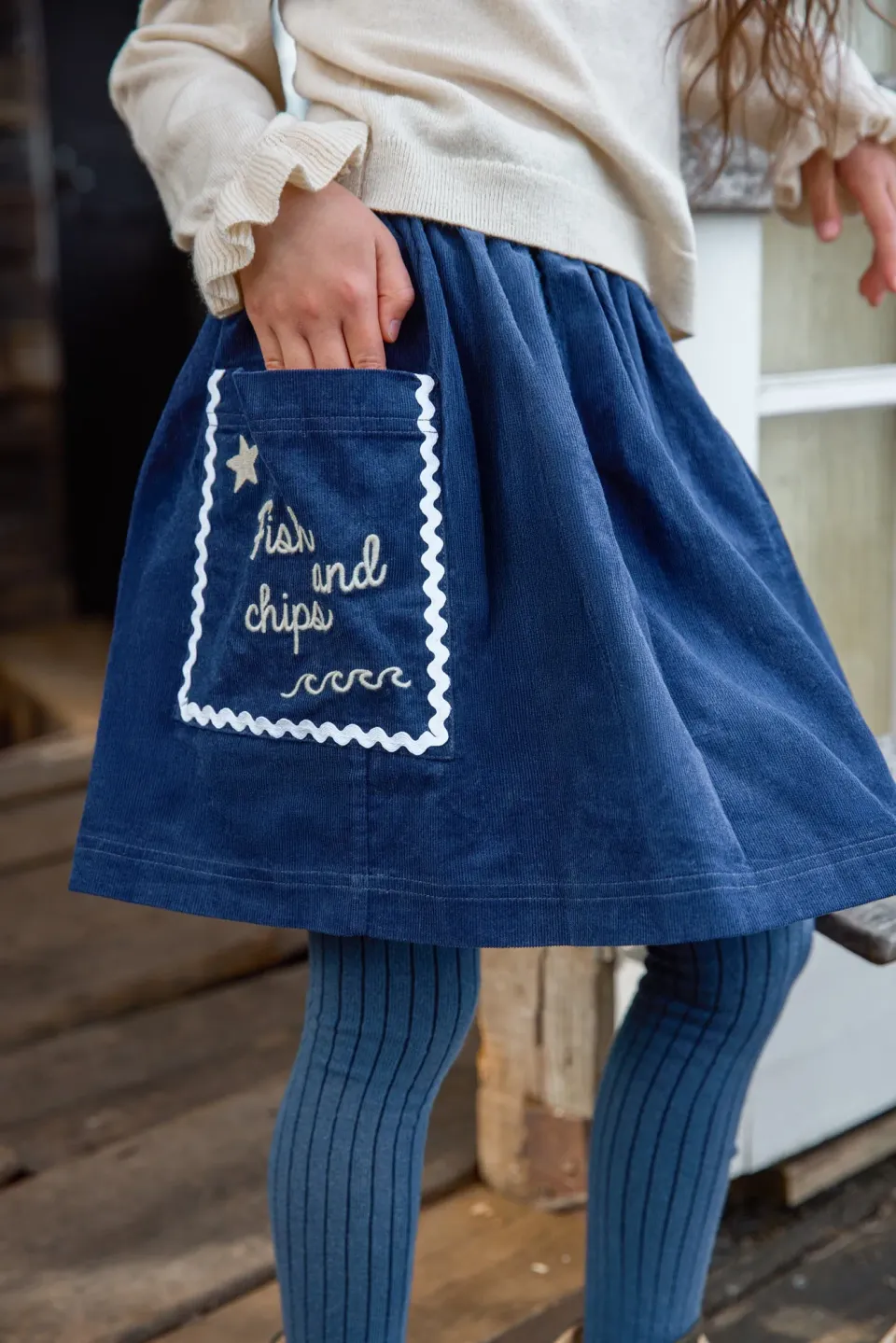 Bonton Ruche nederdel sailor blue bomuld