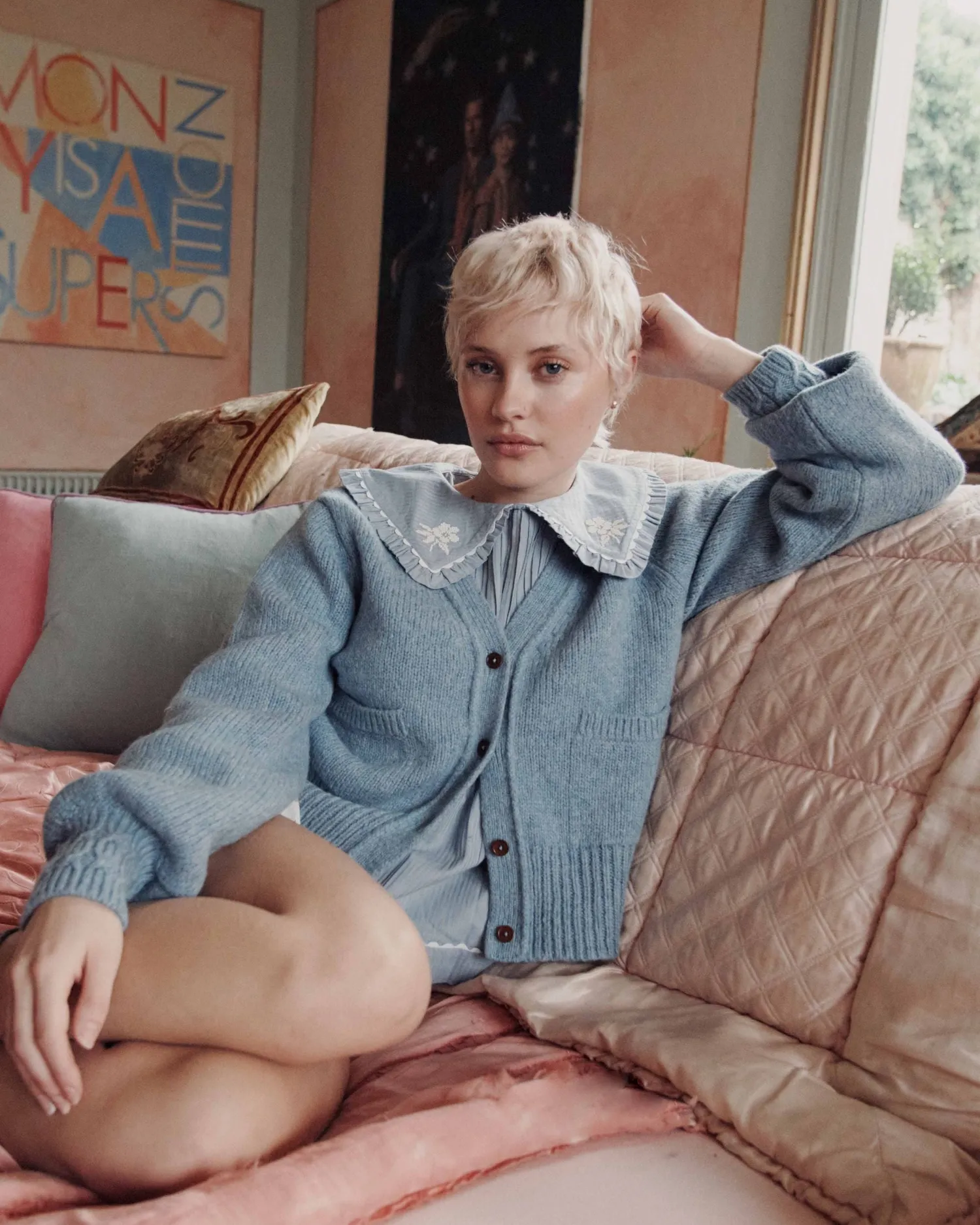 Emile et Ida Ecora cardigan lyseblå merinould