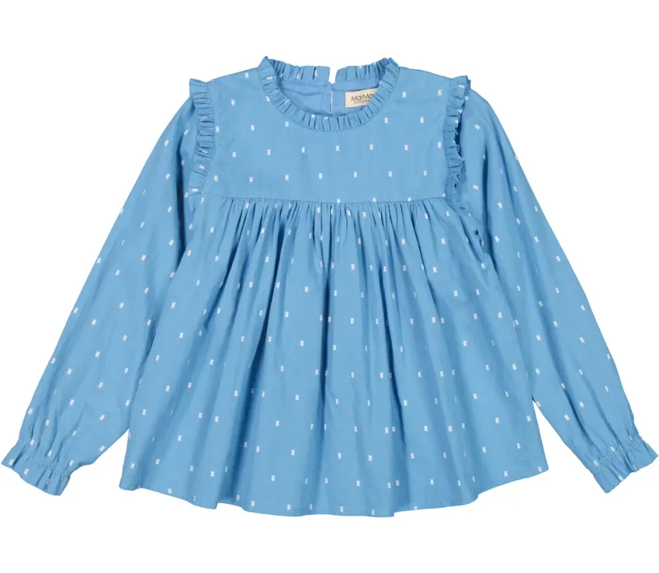MarMar Takaia LS bluse Clear Blue Dobby