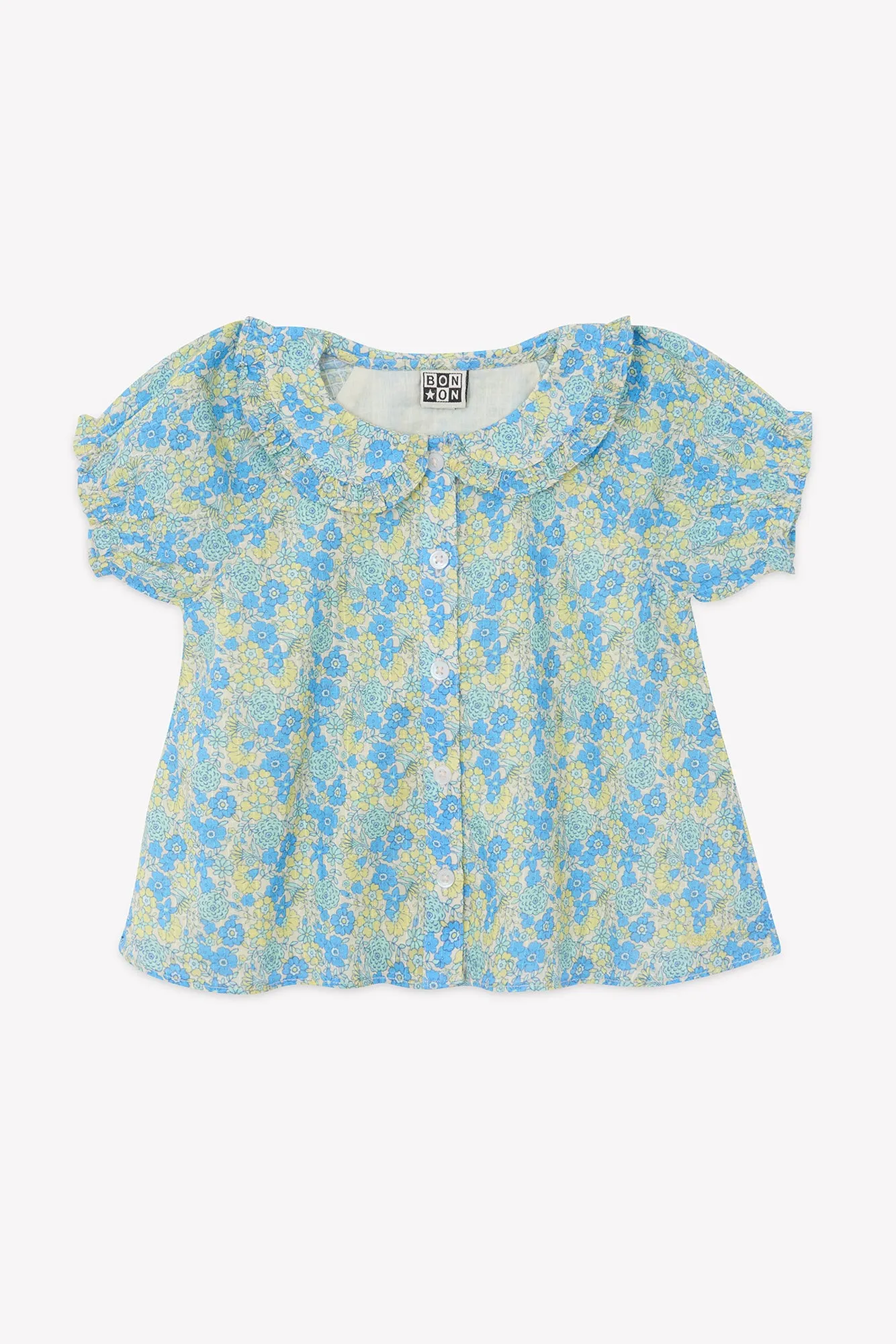 Bonton Aria skjorte blå blomstret bomuld baby