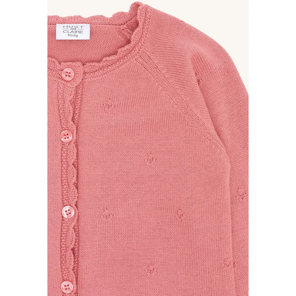Hust & Claire Cilja Pointelle cardigan sorbet bomuld