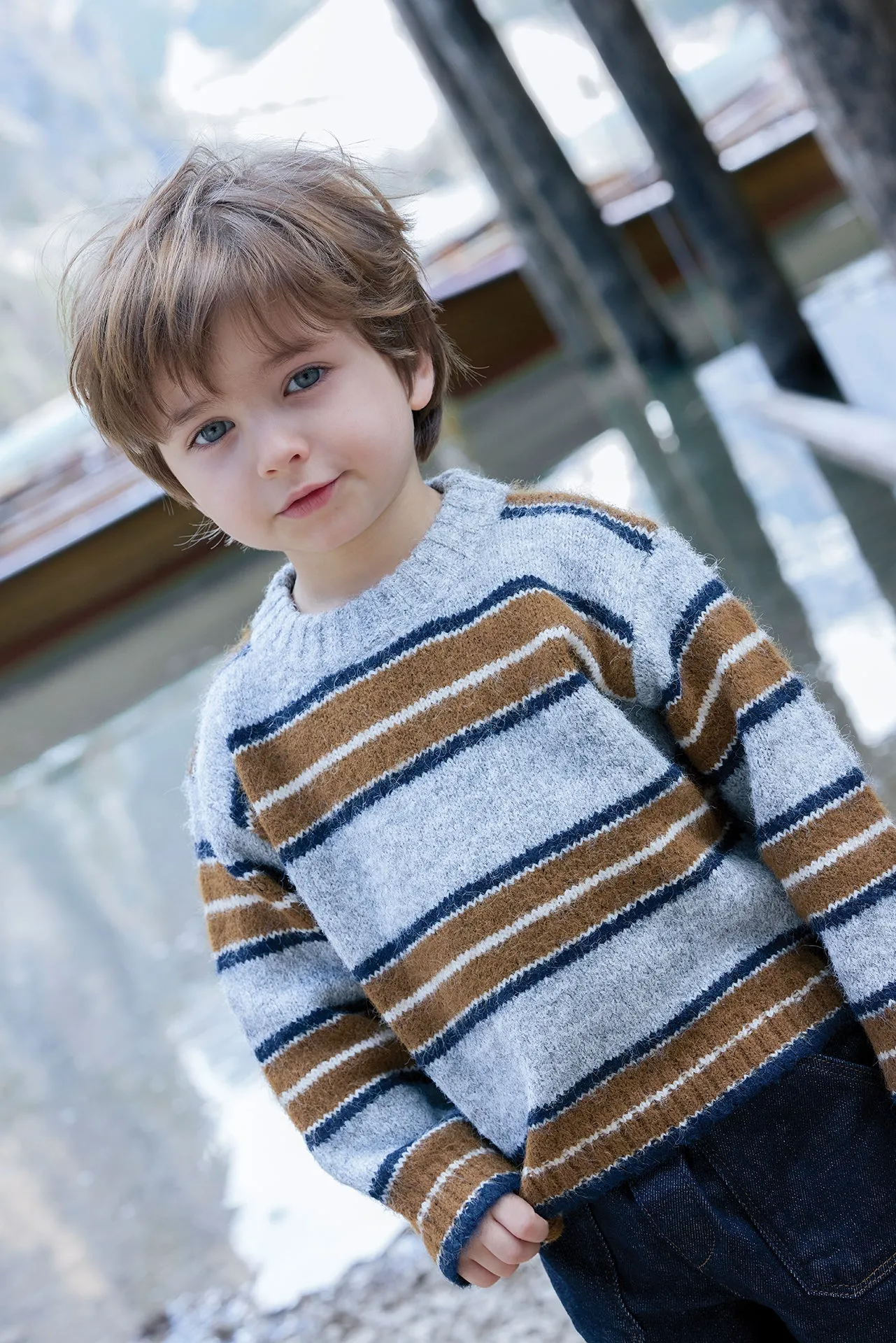 Bonton Milton Stripes pullover gråmeleret 2A