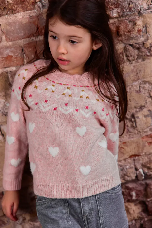 Bonton Elizabeth striktrøje pastel rose 2A jacquard