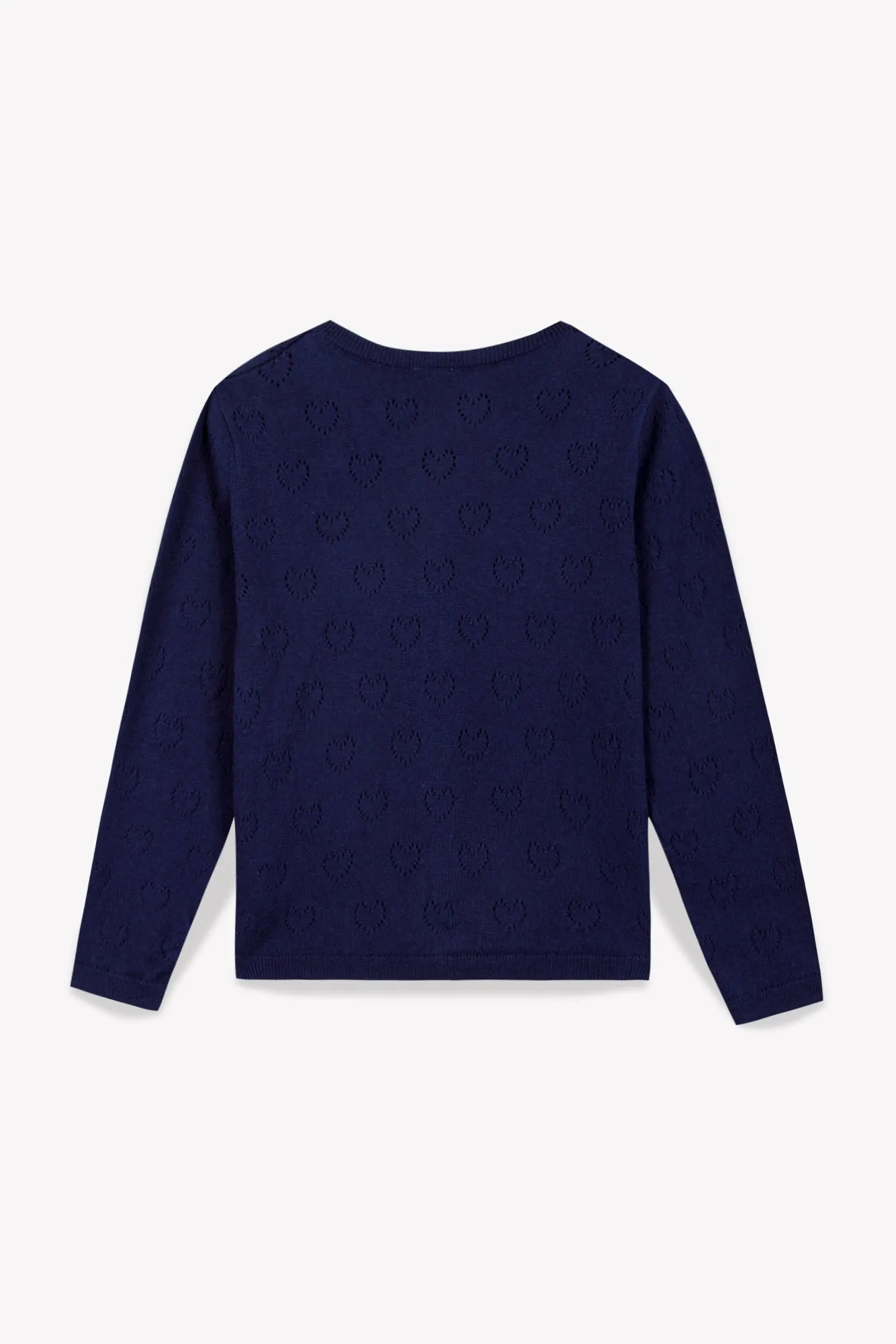 Bonton Lilou cardigan blå hjertehuller bomuld
