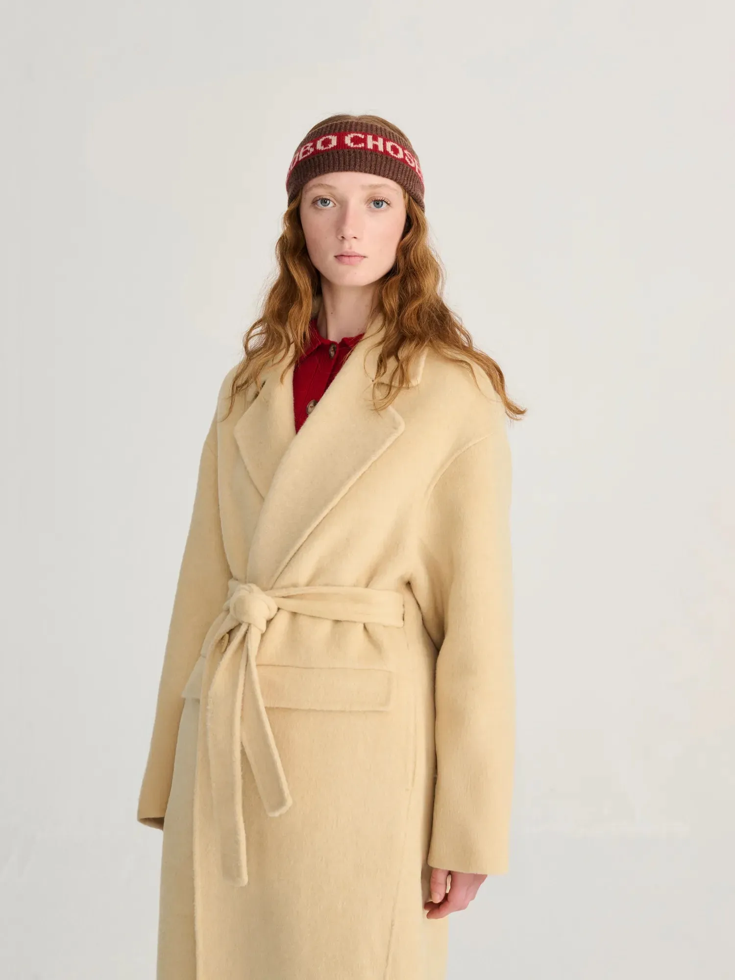 Bobo Choses All About Monsters Hand made wool coat frakke XS lysegul