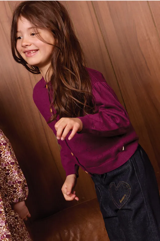 Bonton Lilou Purple Rain cardigan lilla bomuld