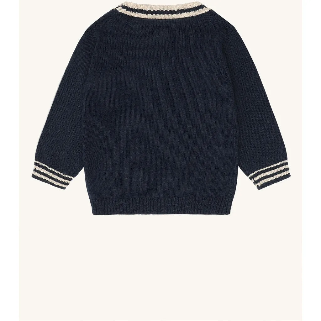 Hust & Claire HCPilou Knit Backhoe striktrøje More Navy bomuld