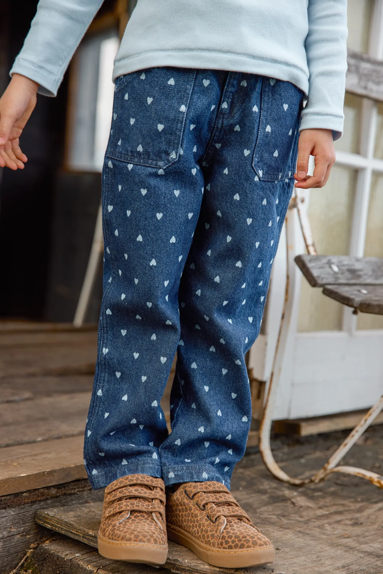 Bonton Lino Denim Coeurs jeans 2A bla hjerter