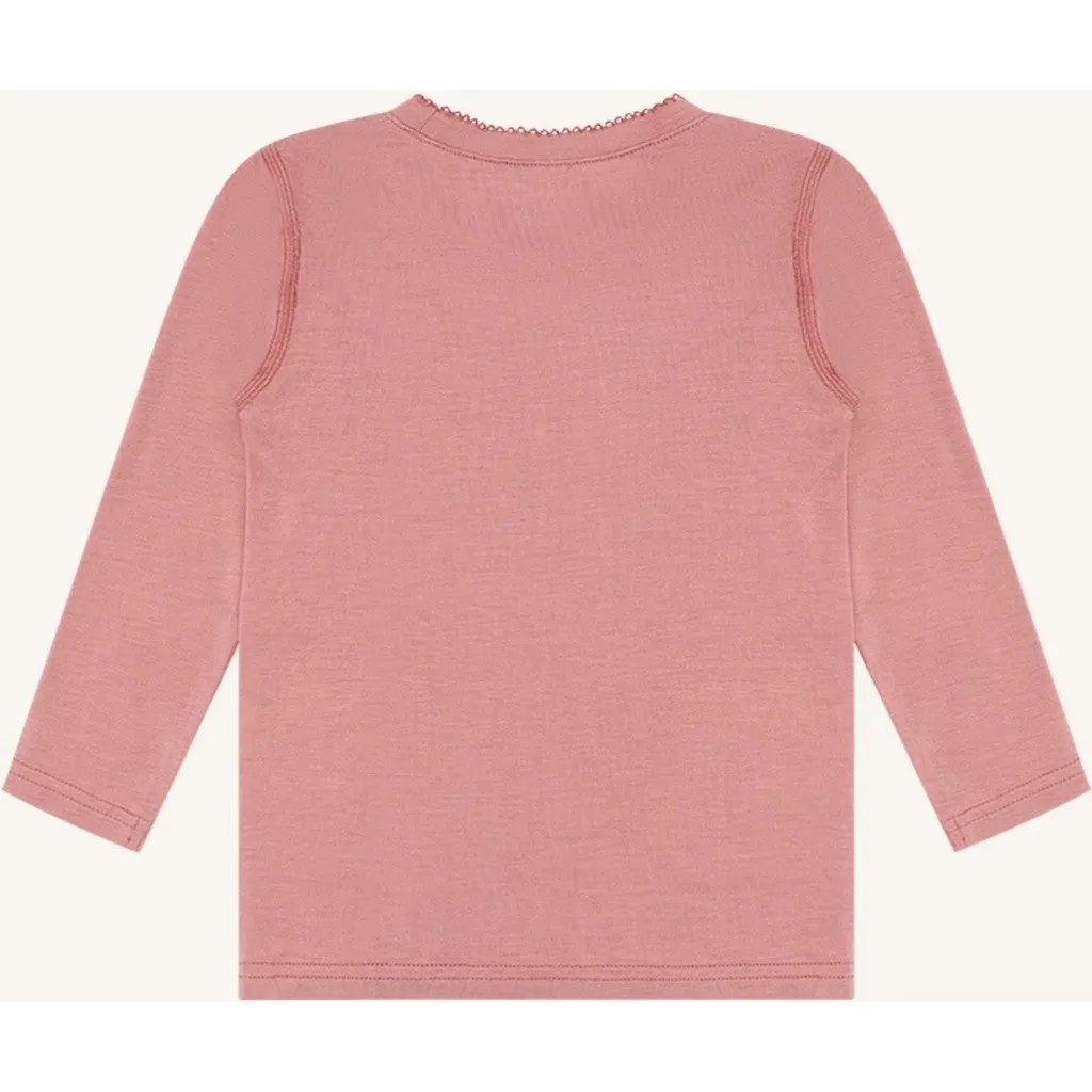 Hust & Claire Austin Solid langærmet bluse Old Rosie bambus
