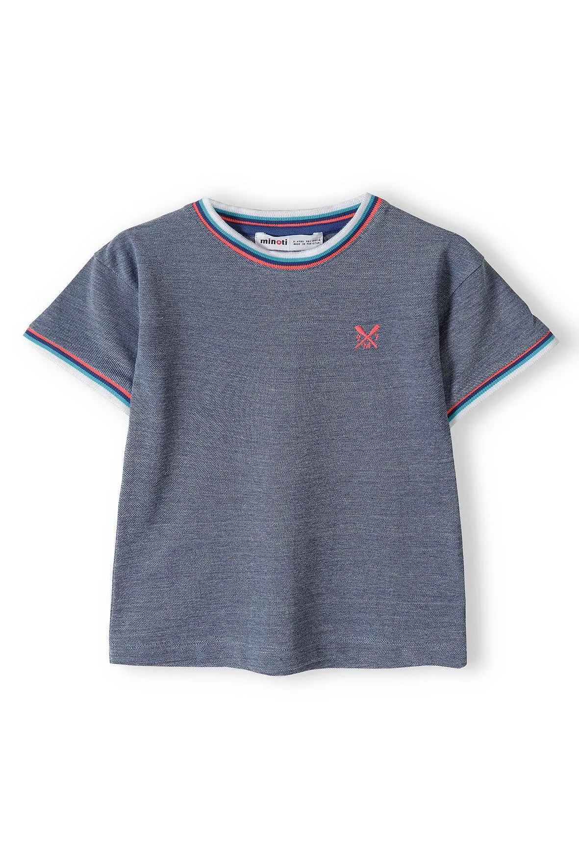 Minoti 38259 piqué T-shirt blå dreng