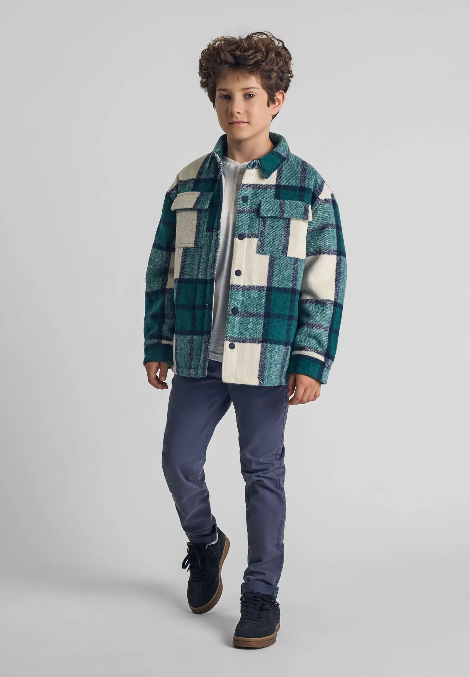 Minoti 43299 skjortejakke grønternet polyester