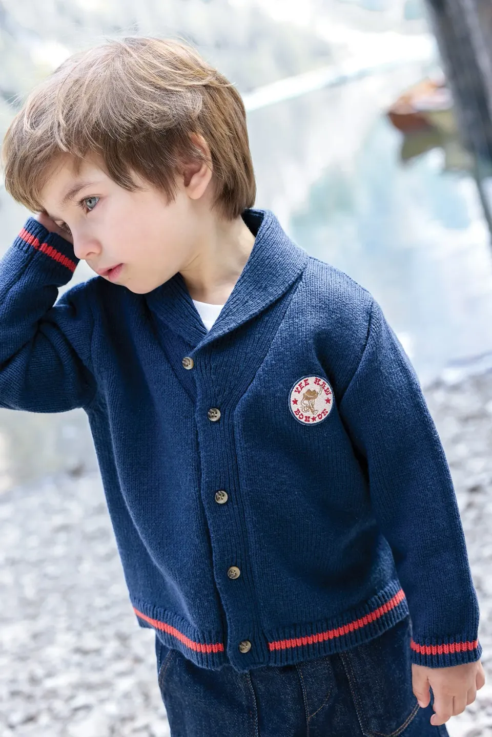 Bonton Hubert Bleu Brut cardigan sjal-krave