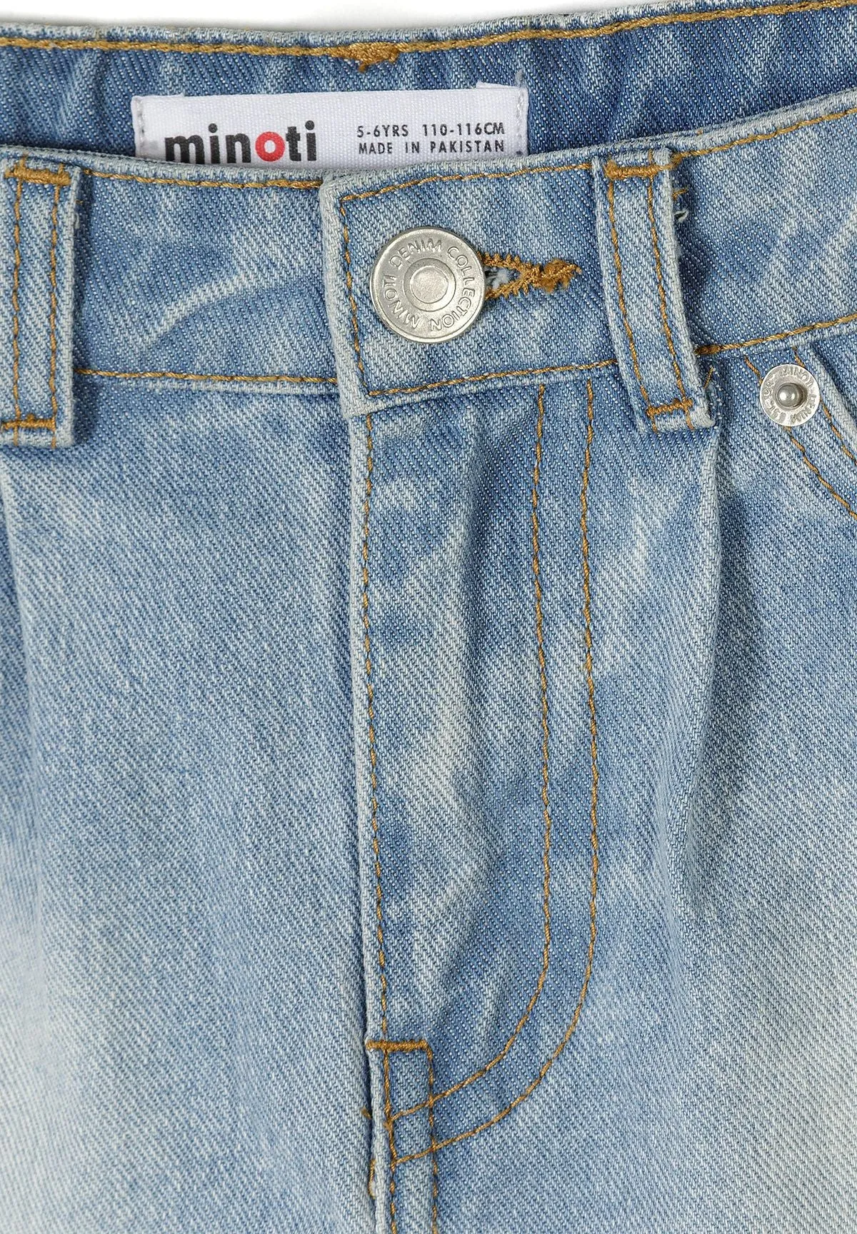 Minoti 44939 jeansshorts til piger blå 2-pak high waist