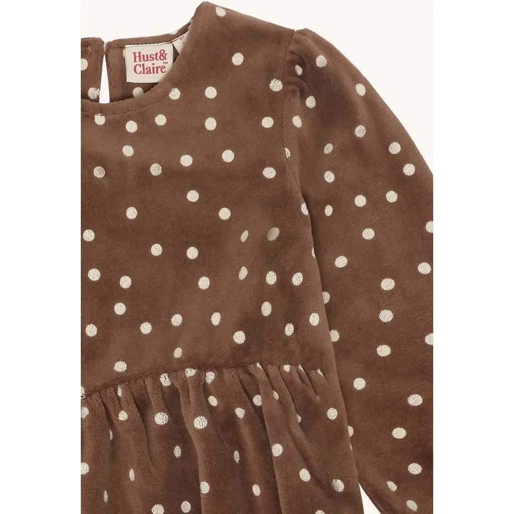 Hust & Claire Donna Dot kjole soil hjerteprint bomuld