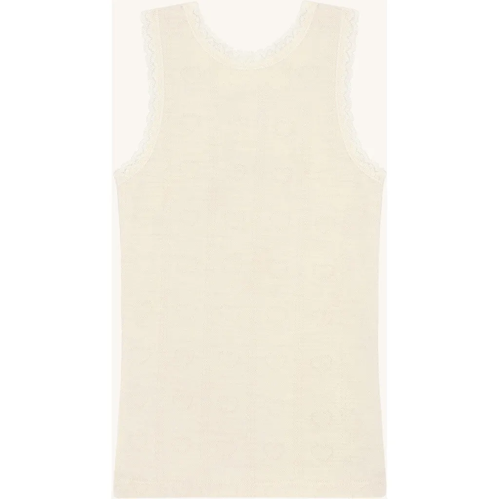 Hust & Claire Faith Pointelle top ivory uld bambus