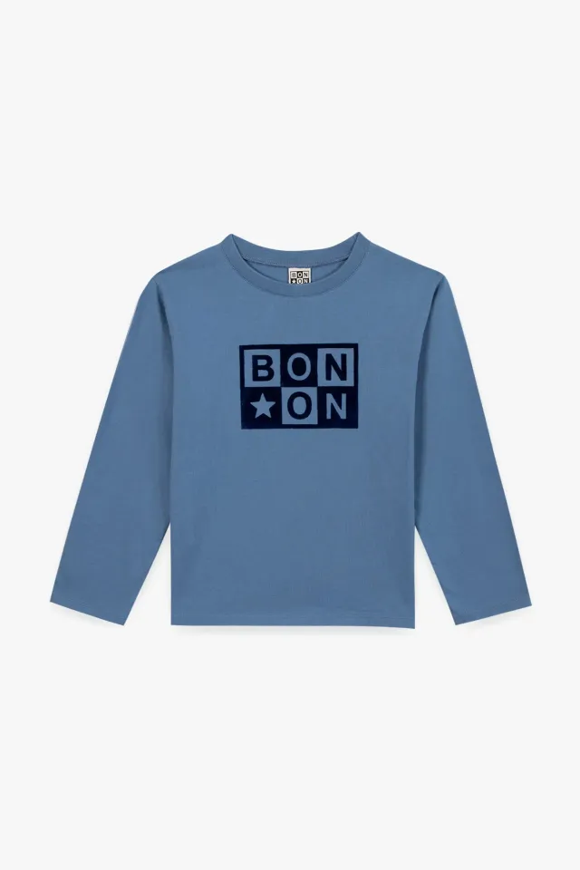 Bonton Taxo T-shirt til dreng blå langærmet bomuld