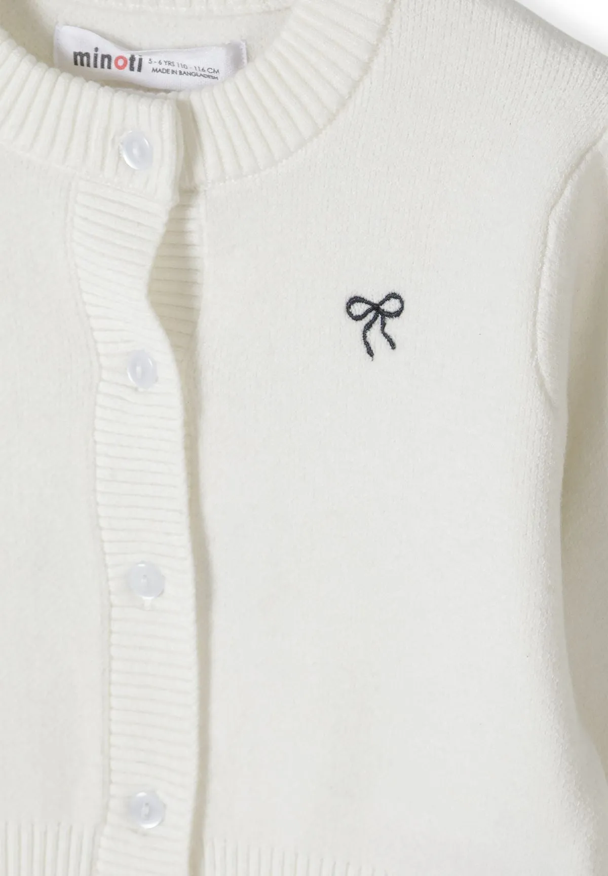 Minoti 45688 cardigan beige sløjfebroderi til piger