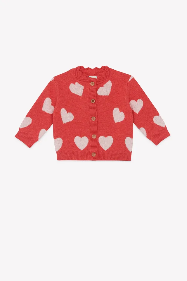 Bonton Mina cardigan rose faroe hvide hjerter